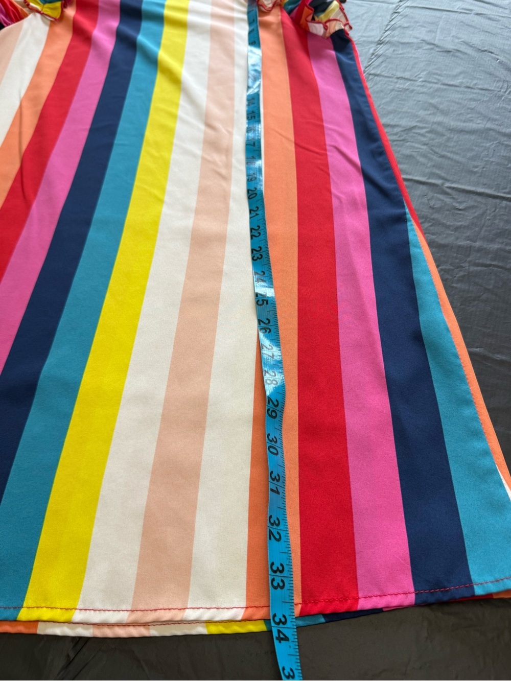 SHEIN Rainbow Striped Ruffle Sleeve Shift Dress Size Small Colorful Mini Dress - Picture 6 of 6